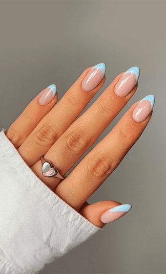 Blue French tip Nails