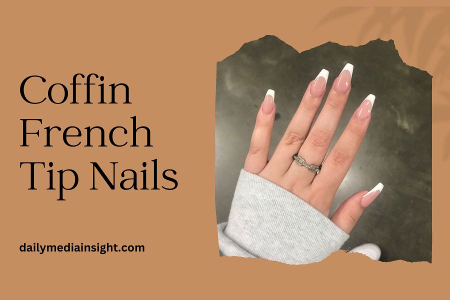 Coffin French Tip Nails