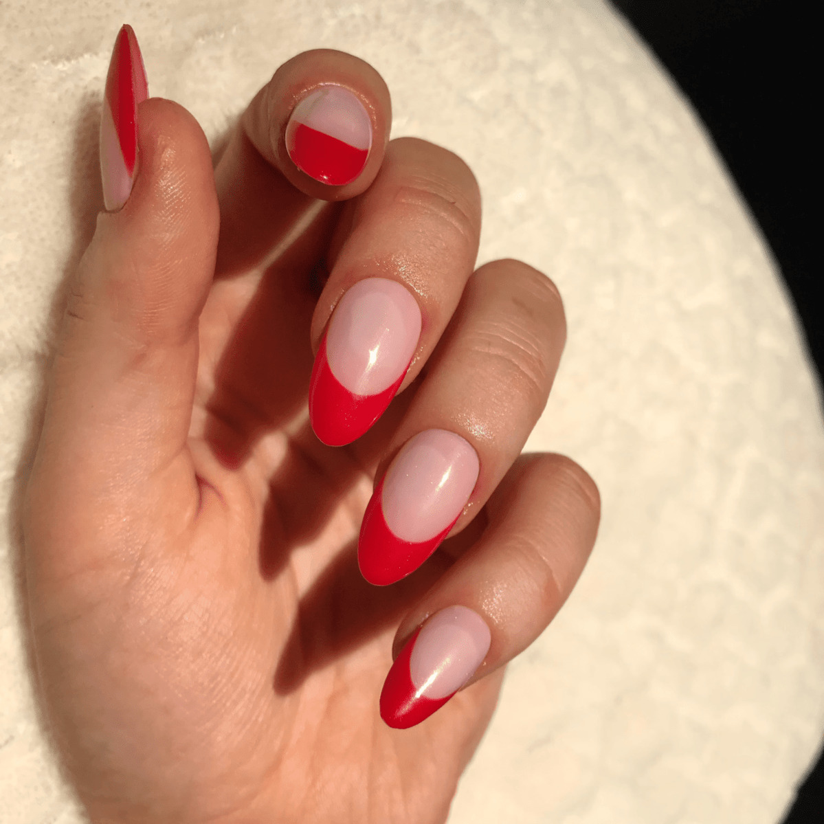 Red French tip nails