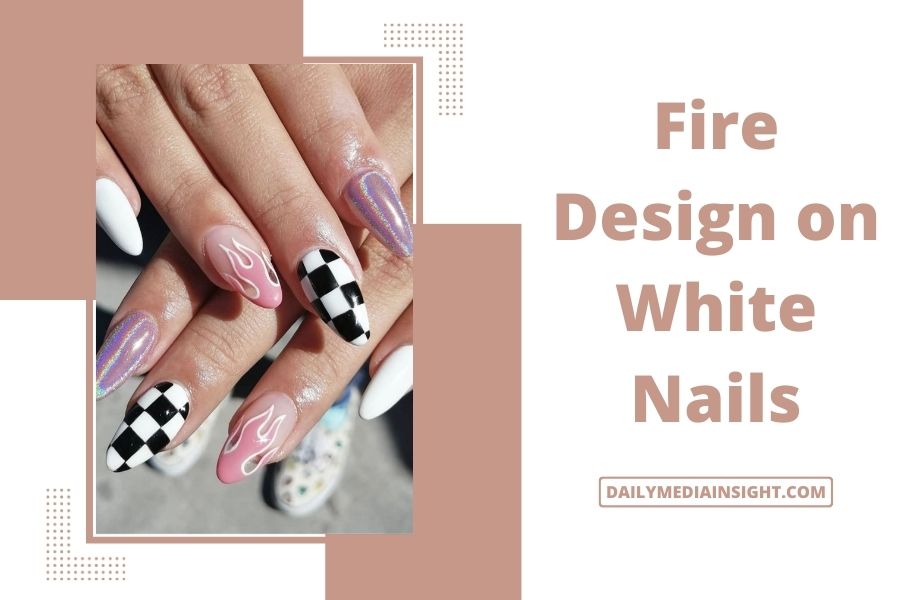 Fire Design on White Nails