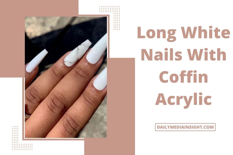Long White Nails With Coffin Acrylic